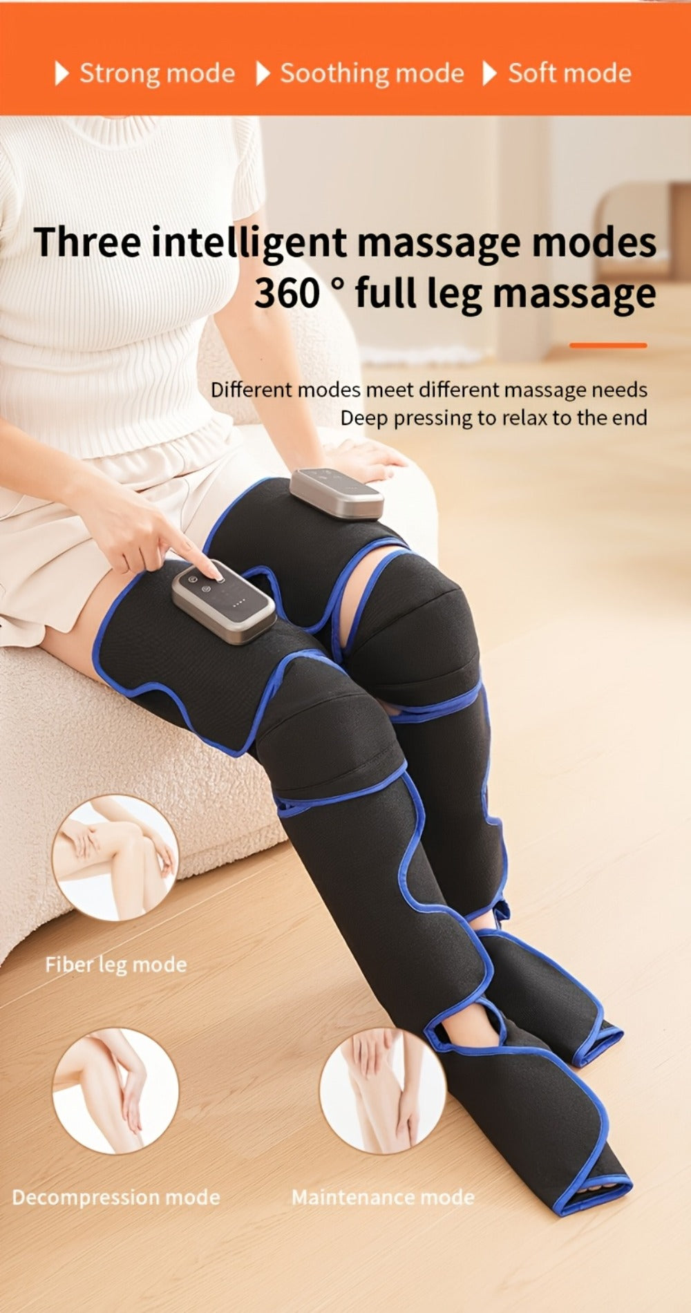 Leg Massager with Heat, Full Leg Air Compression Massager, 4 Modes Wireless Charging, Large Display