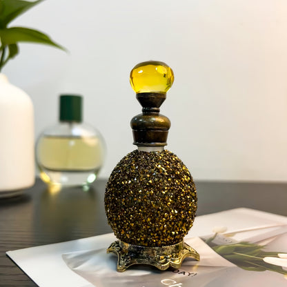 Perfume Bottle Refillable Atomizer 0.51oz, Vintage Imitation Crystal Arabic Style Empty Essential Oil Spray Bottle
