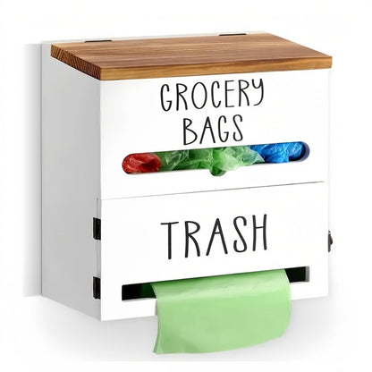 Garbage Bag Dispenser Kitchen Organizer Wall-Mount or Under-Sink Rack in Single or Dual Compartments