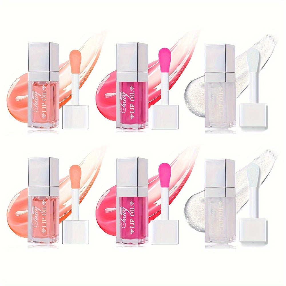 Plumping Lip Gloss Oil Set 3pcs 6pcs Transparent Glow Lip Plumper – High-Shine Glossy Finish in Berry Coral Pink Red