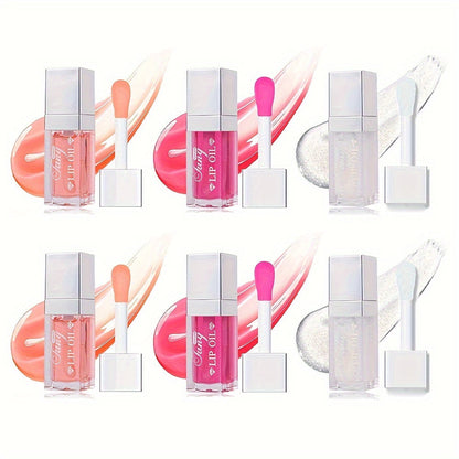 Plumping Lip Gloss Oil Set 3pcs 6pcs Transparent Glow Lip Plumper – High-Shine Glossy Finish in Berry Coral Pink Red