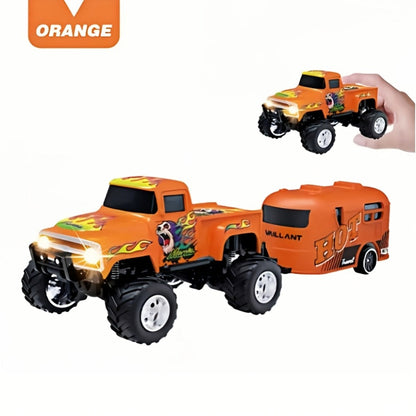 Mini Alloy RC Monster Truck 1:64 Scale 2.4GHz Off-Road Crawler with LED Lights, Street Graffiti Spray-Paint Design