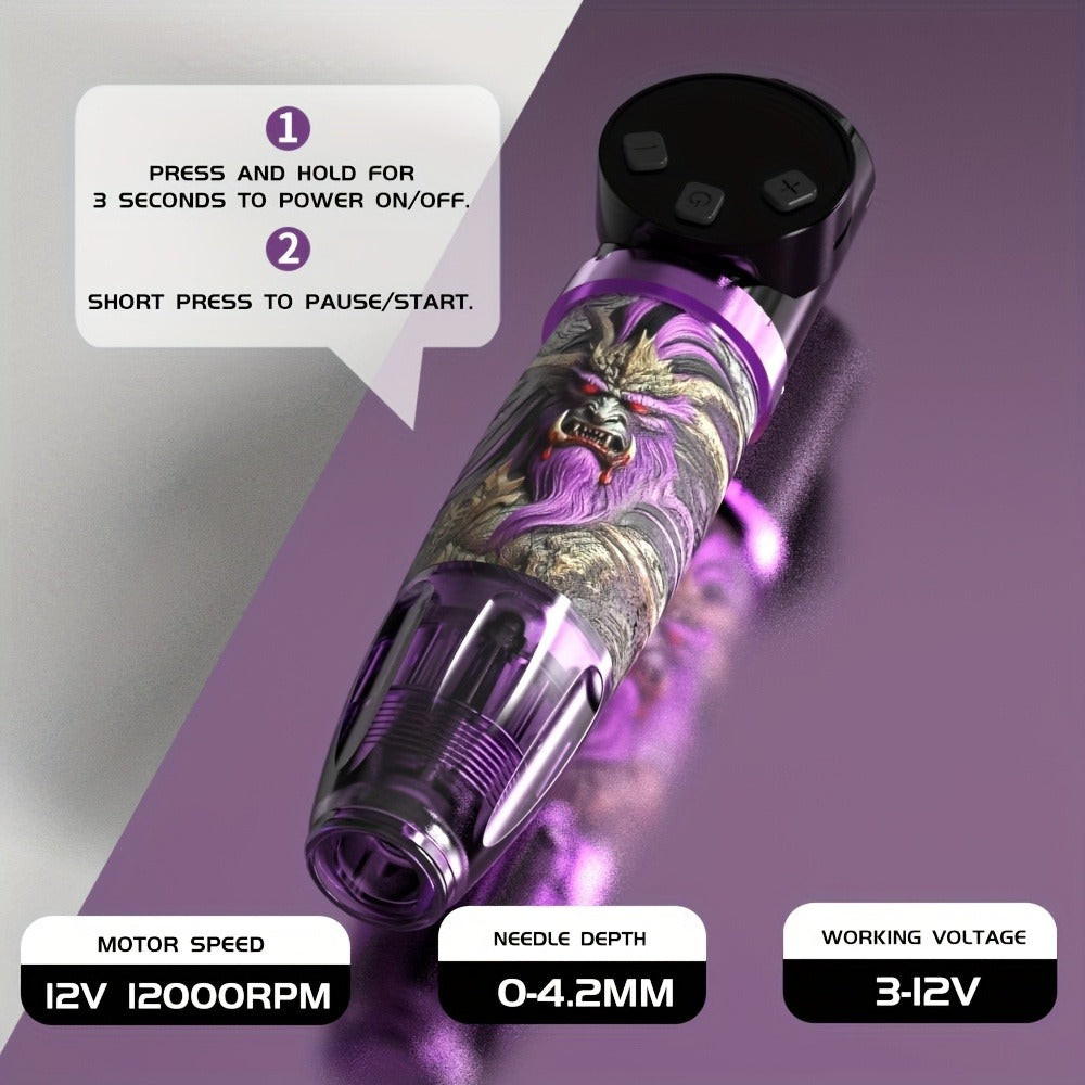 Tattoo Gun Kit Complete Set GOLDPLUME Cordless Rotary Machine 1500mAh Power Supply for Temporary Body Art, Festivals and Costumes