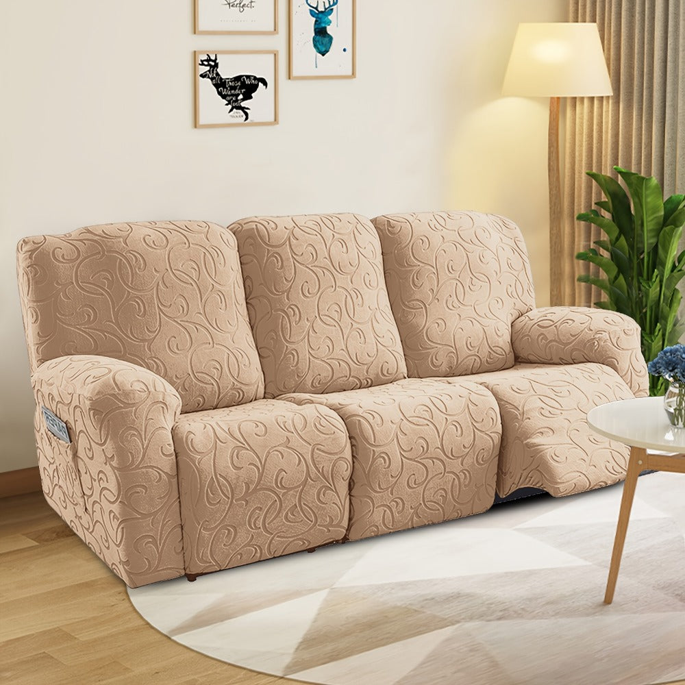Recliner Slipcover, One-Piece Hooked Chenille Stretch Cover for Three-Seat Sofa in Three Colors