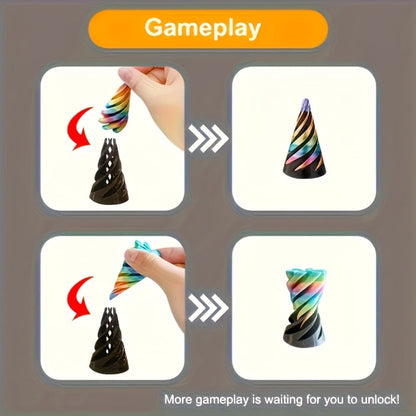3D Printed Spiral Fidget Cone 10 Pack, Impossible Pyramid Spiral Tree & Carrot Stress Toy, Unique Fish Tank Decoration