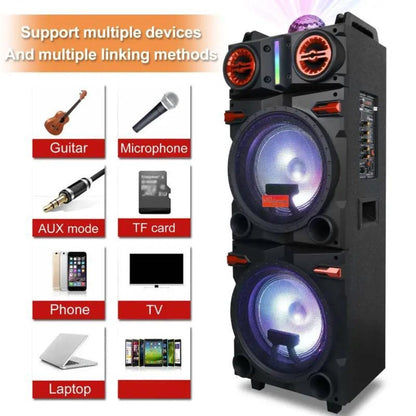 Karaoke Party Bluetooth Speaker with Sound Reactive Lights, 1000W Peak DJ Subwoofer Stereo Boombox