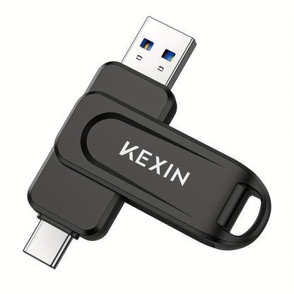 USB Flash Drive KEXIN 2-in-1 Rotating USB-C and USB-A Memory Stick in Five Colors, 32GB to 128GB