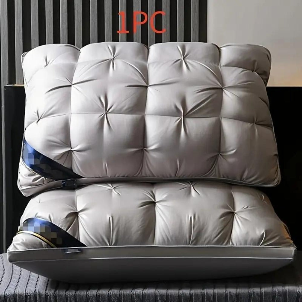 Hotel Quality Pillow Soft Polyester Fiber Deep Sleep Neck Support – No Collapse All Season Machine Washable Satin Cover Zipper Closure White