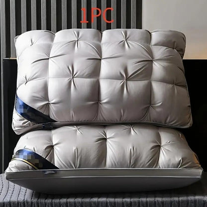 Hotel Quality Pillow Soft Polyester Fiber Deep Sleep Neck Support – No Collapse All Season Machine Washable Satin Cover Zipper Closure White