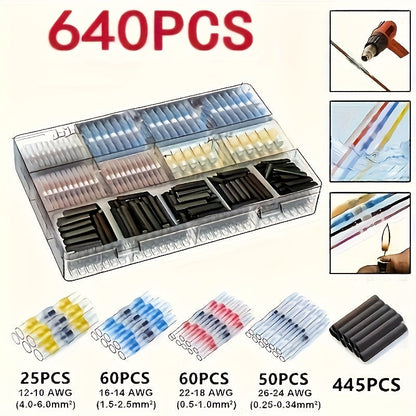 Solder Seal Wire Connectors Butt Splice Terminals 320/640/900pcs for Entryways, Bedrooms and Living Spaces