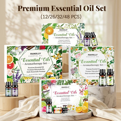 Essential Oil Gift Set with 12, 26, 32 or 48 Five-Milliliter Bottles and Assorted Scent Labels