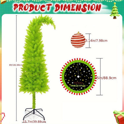 6FT Artificial Christmas Tree with Skirt, Balls & Stand, Flexible Full Christmas Tree Set with Unique Decorations for Home