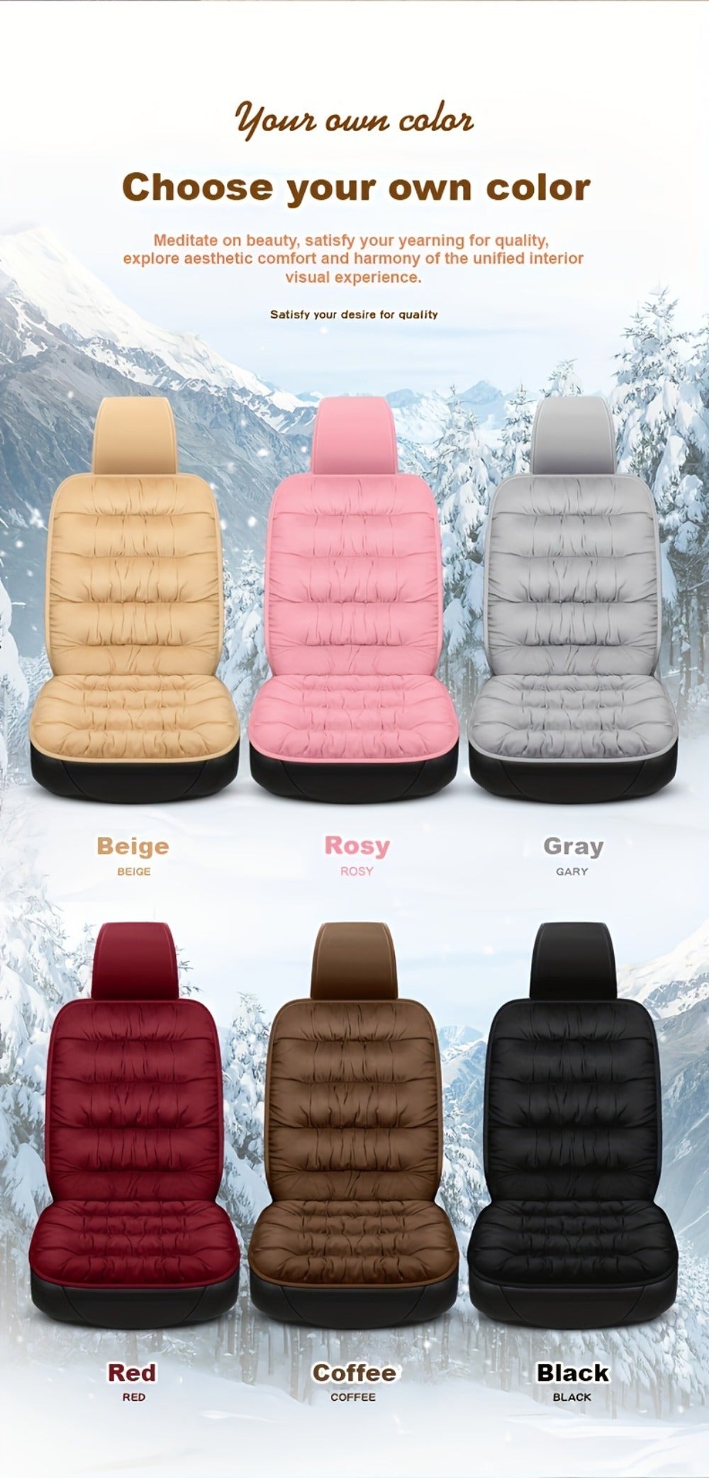 Vest-Style Car Seat Cushion with Connected Backrest and Seat Pad, Memory Foam Fill and Red, Beige or Black Options