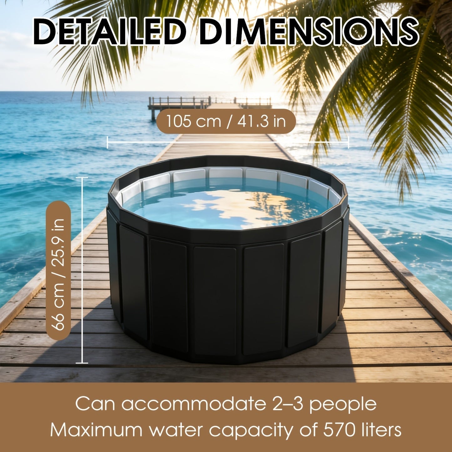 Inflatable Hot Tub 41.3in 150.58gal for Garden, Patio and Yard Use, with the Listed Configuration