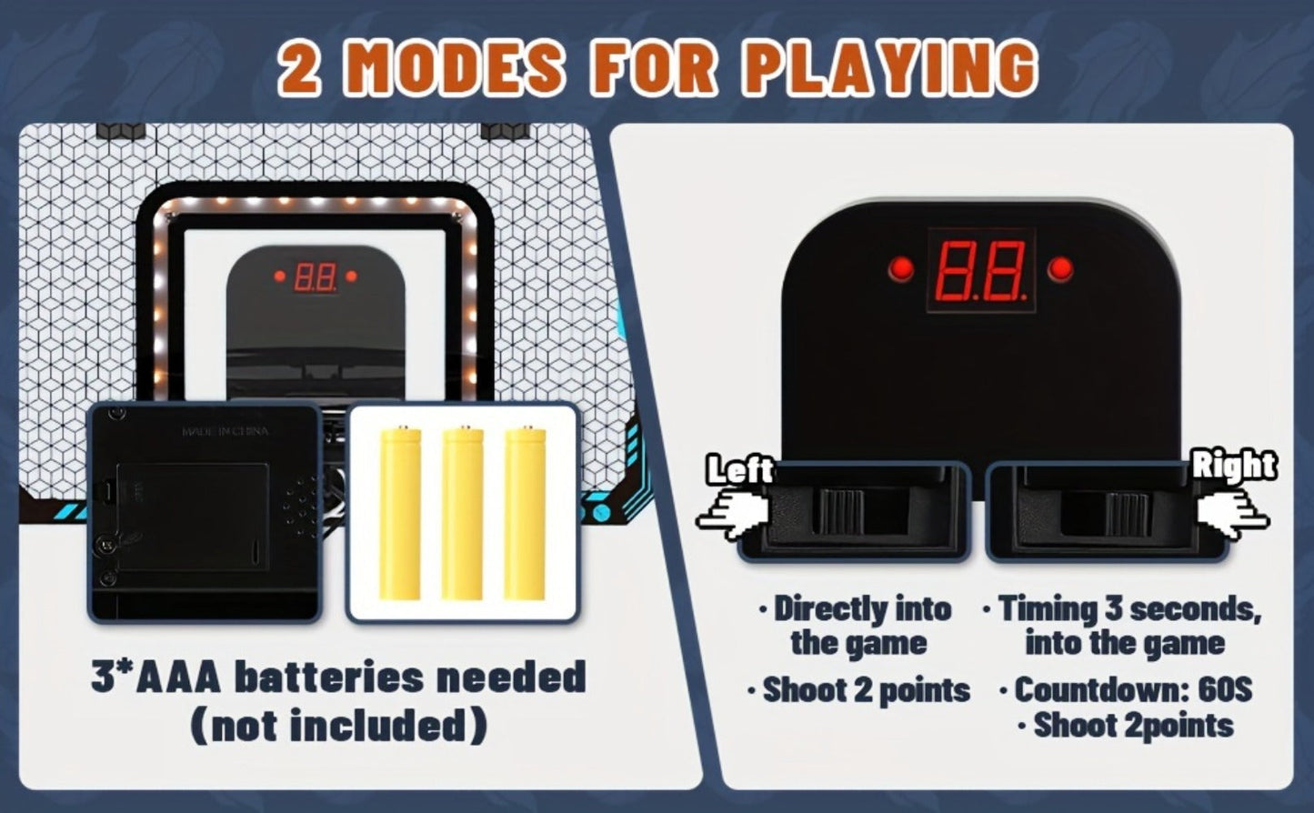 Over Door Basketball Hoop with LED Lights & Electronic Scoreboard, Mini Hoop Set with 4 Balls for Kids Teens Adults