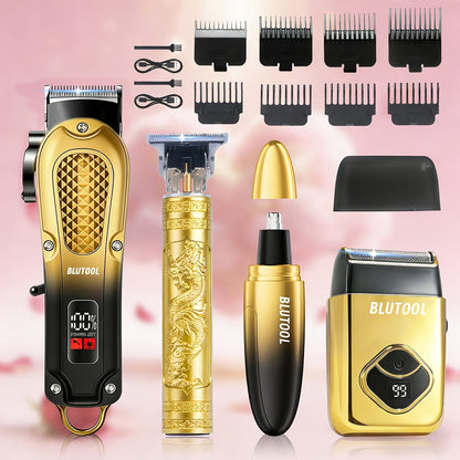Men's Grooming Set 2 or 4 Piece - Cordless Electric Hair Clipper, T-Shaped Beard Trimmer, Nose Hair Trimmer & Electric Shaver