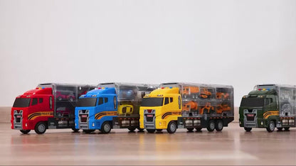 Fire Truck Toy Set for Kids Ages 3-6, Die-Cast Metal Carrier Truck with Play Mat, Emergency Vehicle Collection