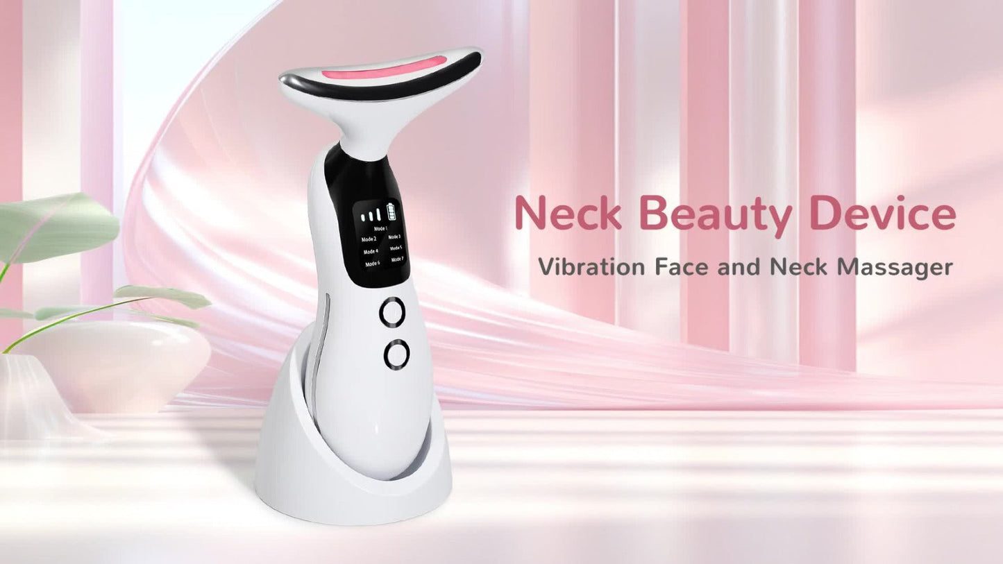 7-in-1 Neck Beauty Device with Base – Multi-Functional Skincare Tool, USB Rechargeable, Anti-Aging Neck Firming & Lifting