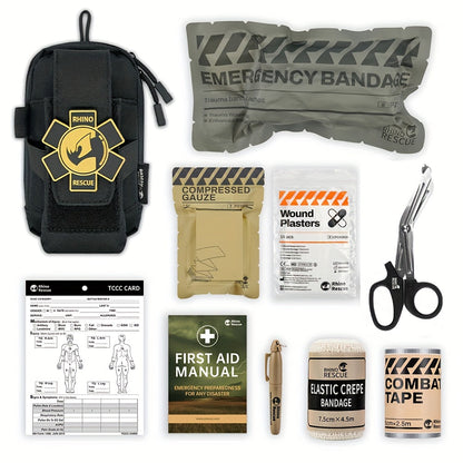 Tactical IFAK Waist Bag EDC First Aid Kit Pouch – 8-Piece Emergency Trauma Kit with Bandage, Gauze & Tourniquet for Outdoor