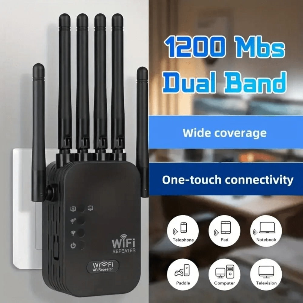 WiFi Range Extender Ourlife 1800Mbps Dual-Band 2.4/5GHz with Six Antennas and Five Source Editions