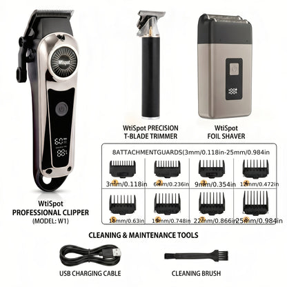 3-in-1 Grooming Kit for Men – Electric Hair Clipper, Nose Hair Trimmer & Shaver Set, USB Rechargeable Lithium Battery Cordless
