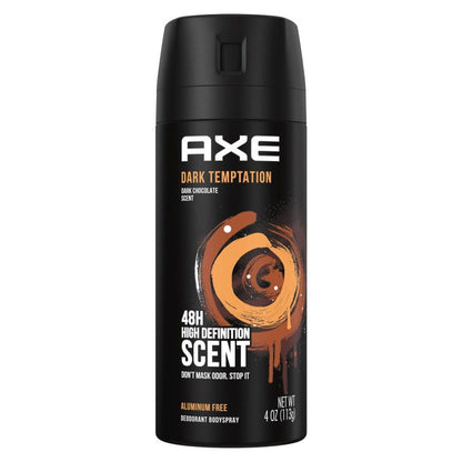 AXE Dark Temptation Body Spray for Men 3 Pack 5oz Each Deodorant Spray Chocolate Scent Mens for Entryways, Bedrooms and Living Spaces