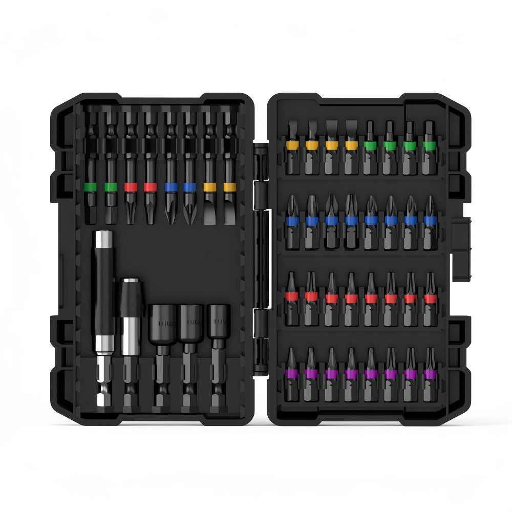 Impact Screwdriver Bit Set 45-Piece – Heavy-Duty Torx, Phillips, Flat & Square Bits with Storage Box, Compatible with Impact Drivers