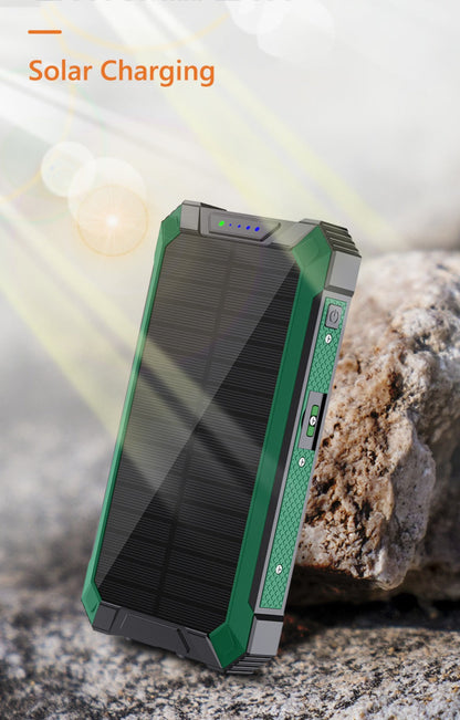 Power Bank Solar 28800mAh or 42800mAh with Wireless Charging, Four Cables and Dual Flashlights