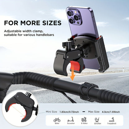 Motorcycle Phone Mount Handlebar Quick Lock – Universal Bike Phone Holder for 4"-7" Phones, No-Block Camera Design