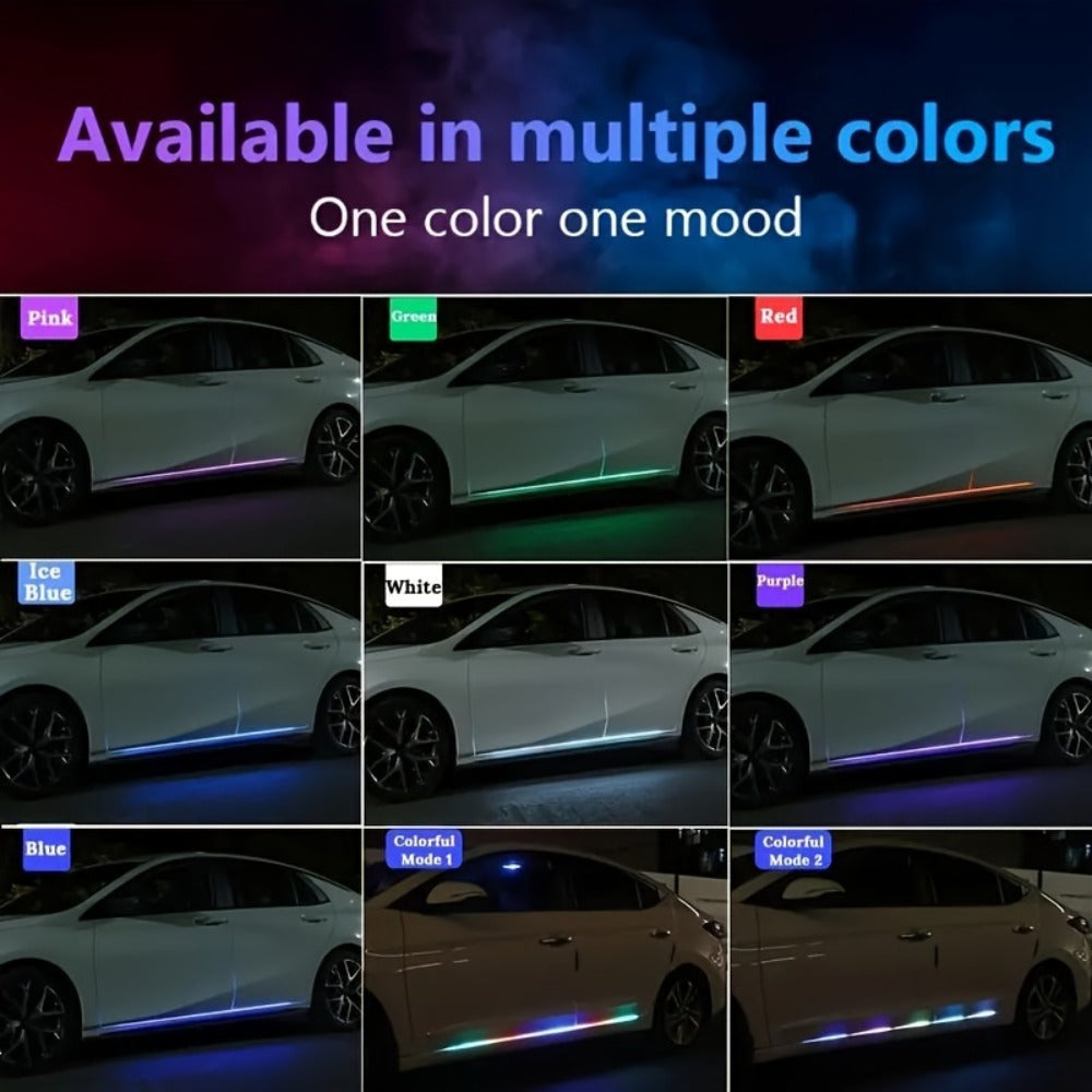 RGB LED Strip Lights Car Interior 60 Inch 2 Pack – Neon Door Pedal Sill Accent Light with Remote Control, USB Powered, 16 Colors Music Sync