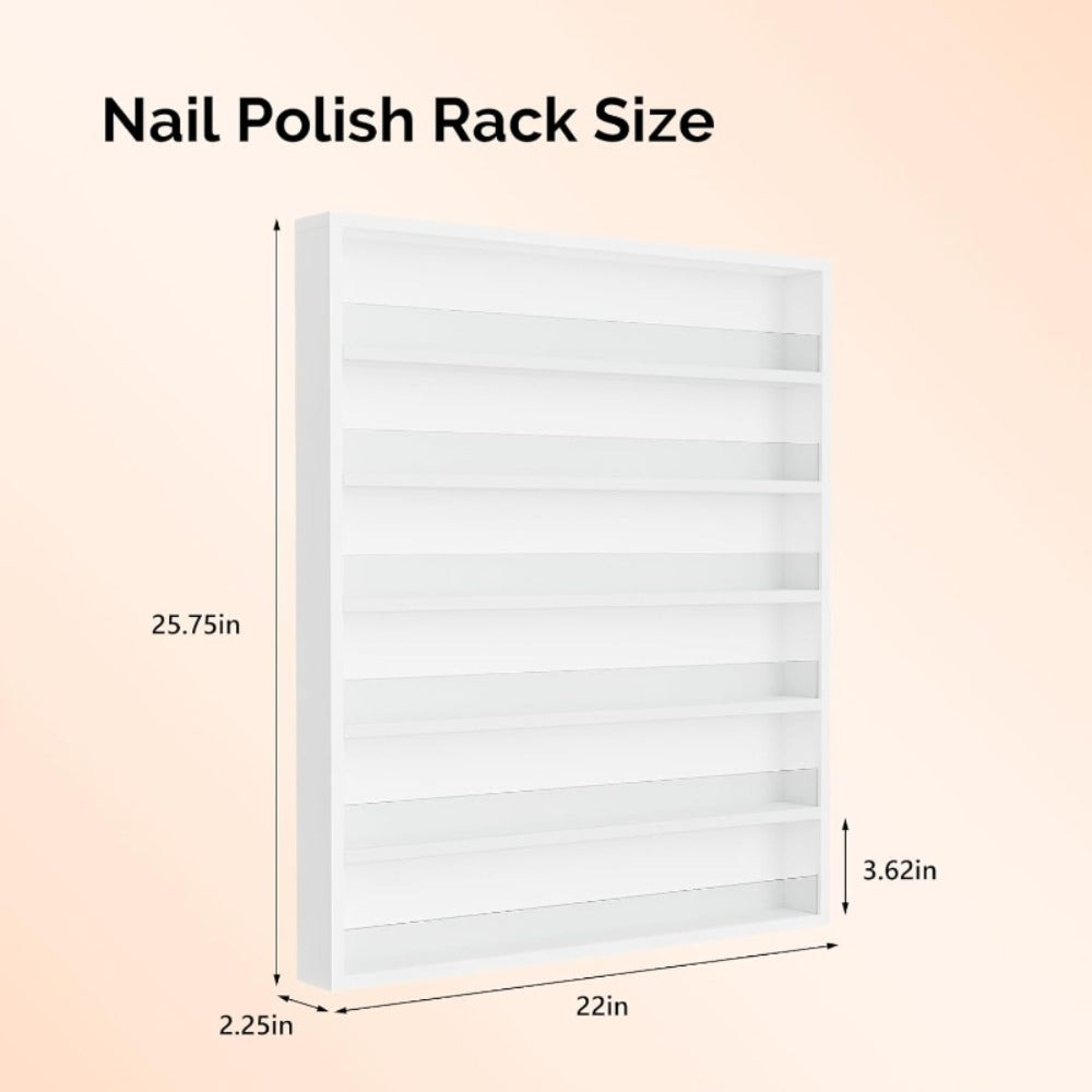 Nail Polish Rack Wall Mount Organizer 6-Tier & 10-Tier with Acrylic Baffle, Salon Display Shelf for Nail