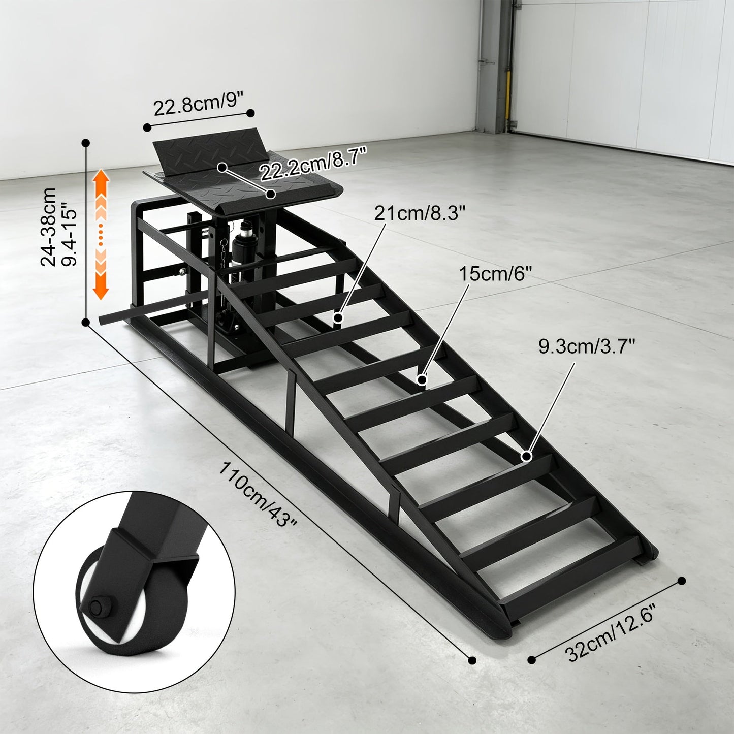 Hydraulic Car Ramps 2-Pack 5T High Lift Vehicle Wheel Ramps for Oil Change Tire Service for Entryways, Bedrooms and Living Spaces