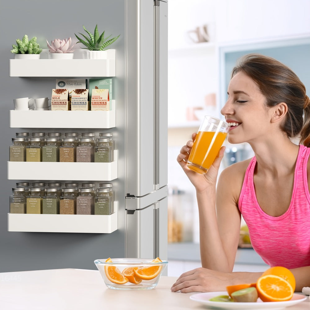 Magnetic Spice Rack Wall Mounted No Drill 6-Piece Set Magnetic Storage Shelf for Home Cooking, Dining and Outdoor Meals