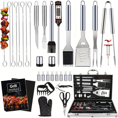 BBQ Griddle Tool Set with Aluminum Case, Oversized Spatula, Griddle Cover & Grill Scraper, Portable Outdoor Grilling Kit for Camping Parties