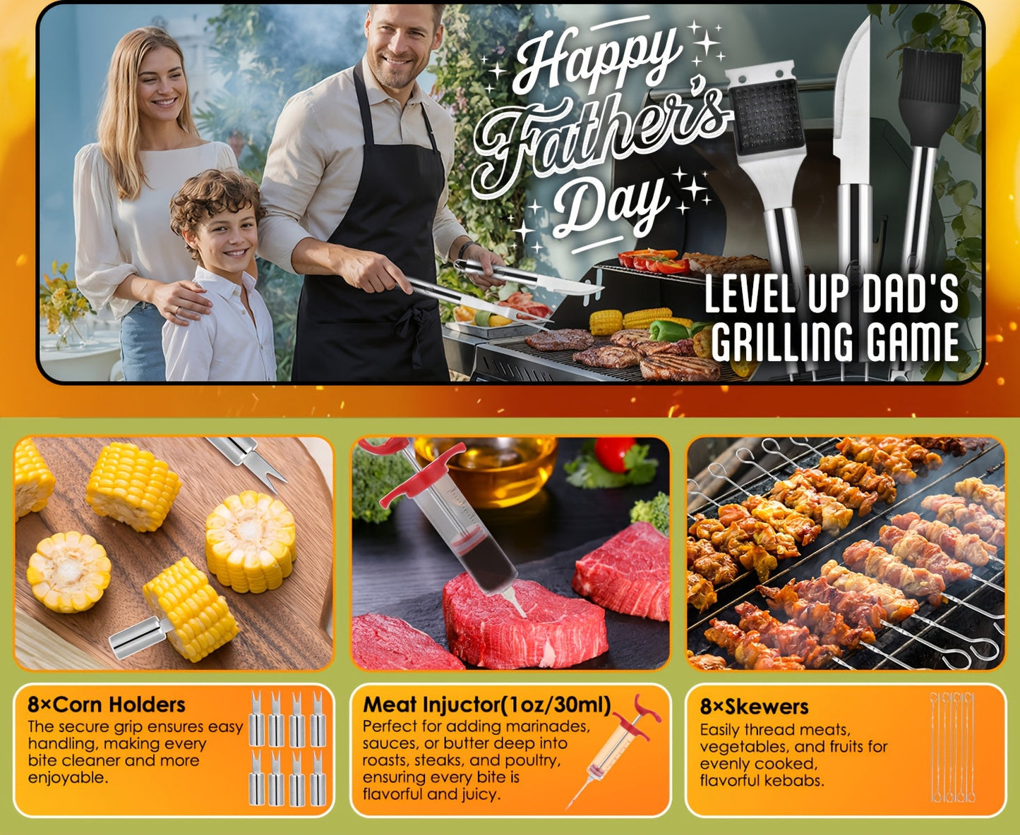 BBQ Griddle Tool Set with Aluminum Case, Oversized Spatula, Griddle Cover & Grill Scraper, Portable Outdoor Grilling Kit for Camping Parties