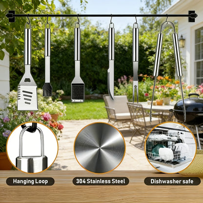 BBQ Griddle Tool Set with Aluminum Case, Oversized Spatula, Griddle Cover & Grill Scraper, Portable Outdoor Grilling Kit for Camping Parties