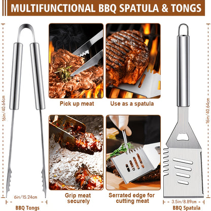 BBQ Griddle Tool Set with Aluminum Case, Oversized Spatula, Griddle Cover & Grill Scraper, Portable Outdoor Grilling Kit for Camping Parties