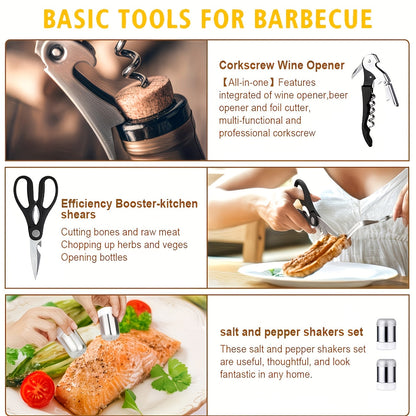 BBQ Griddle Tool Set with Aluminum Case, Oversized Spatula, Griddle Cover & Grill Scraper, Portable Outdoor Grilling Kit for Camping Parties