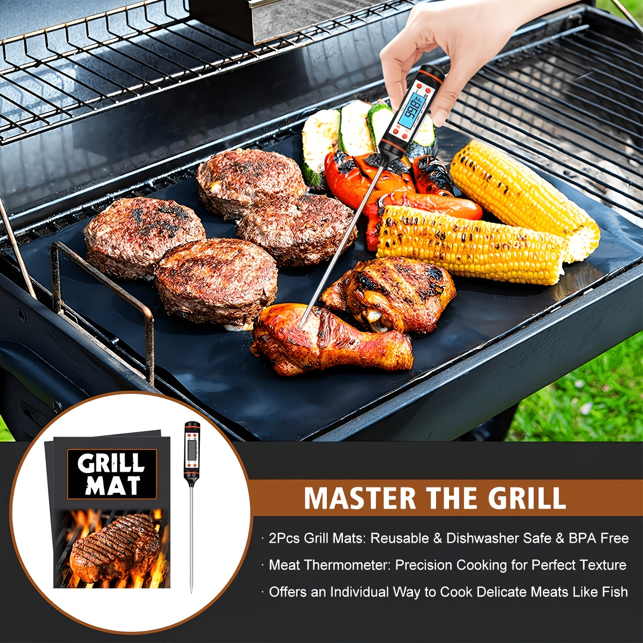 BBQ Griddle Tool Set with Aluminum Case, Oversized Spatula, Griddle Cover & Grill Scraper, Portable Outdoor Grilling Kit for Camping Parties
