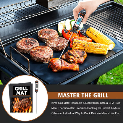 BBQ Griddle Tool Set with Aluminum Case, Oversized Spatula, Griddle Cover & Grill Scraper, Portable Outdoor Grilling Kit for Camping Parties