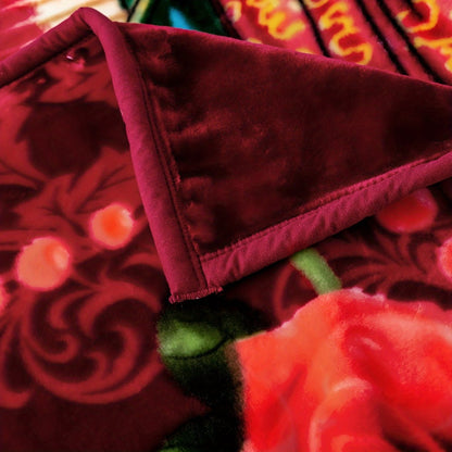 Reversible Plush Blanket 2-Ply 520GSM Milk Velvet - Queen King Size Blanket with Vibrant Animal & Floral Designs
