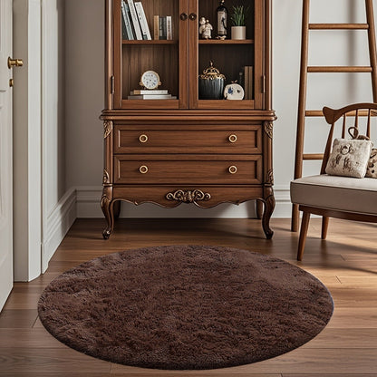Area Rug Fluffy Faux-Fur Shag in Solid, Tie-Dye and Ombre Colors with Six available Room Sizes