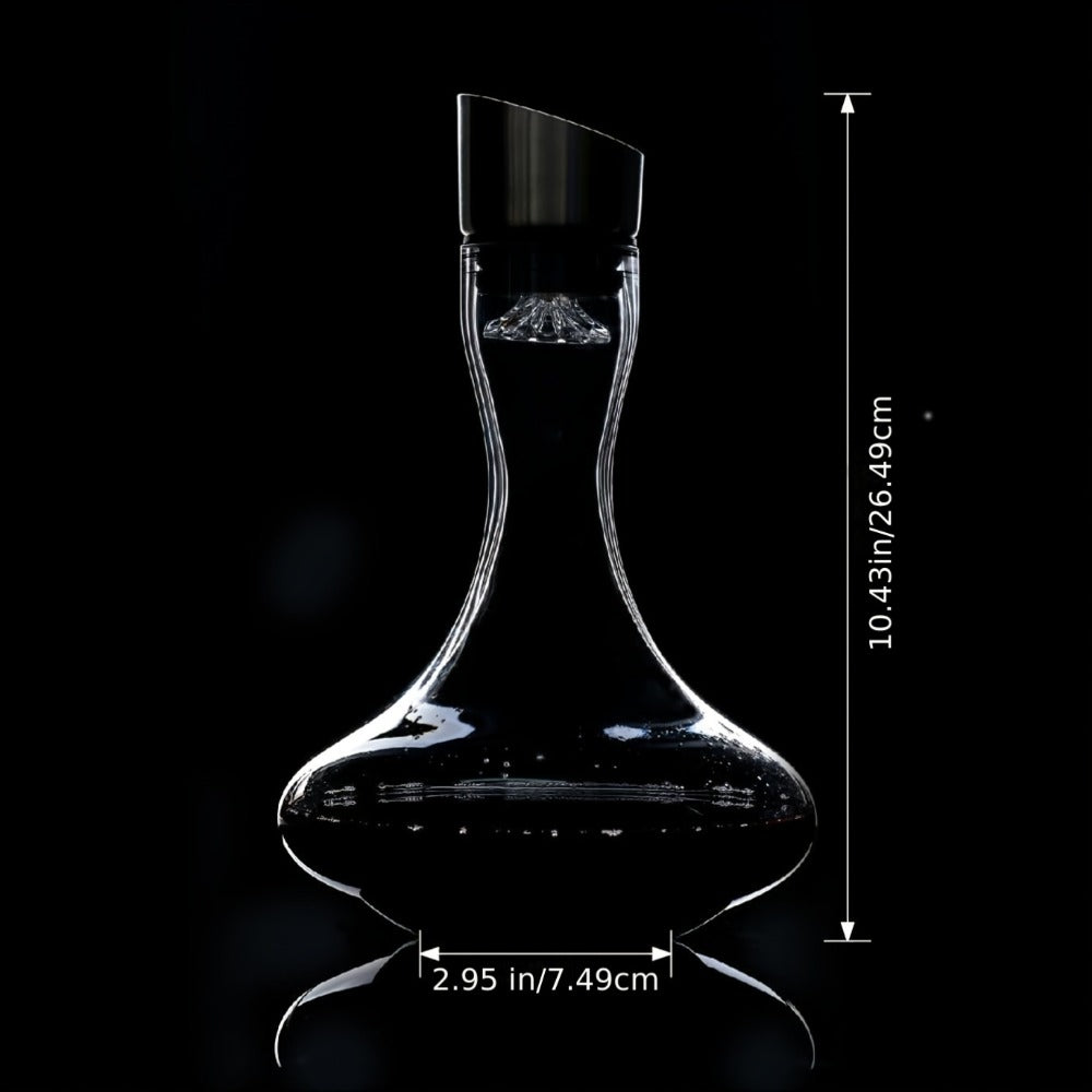 Wine Decanter Hand Blown Crystal Glass 1000ml Aerator Pourer Red Wine Carafe with Stainless Steel Aerator Lead-Free Clear Glass Perfect Gift
