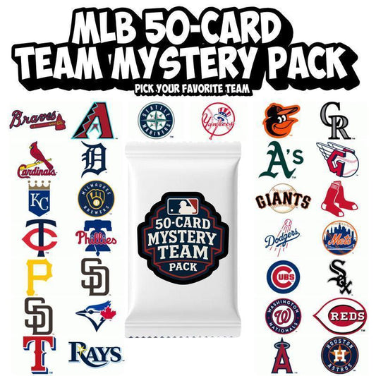 Sports Trading Cards, 50-Card MLB Team Mystery Pack with 30 Selectable Team Options for Team-Focused Collections