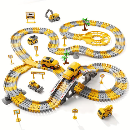 236-Piece STEM Race Track Car Toy Set for Kids Ages 3+, Track Splicing & Racing, Engineering Construction Style