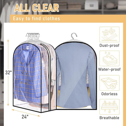 Garment Bags for Hanging Clothes, 3-Pack Transparent Suit Bags with Zipper, Heavy Duty EVA Coat Covers for Wardrobe Closet Storage