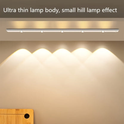 LED Sensor Strip Light USB Rechargeable – 3-Color Dimmable Motion Sensing Wireless Night Light for Kitchen, Wardrobe, Cabinet