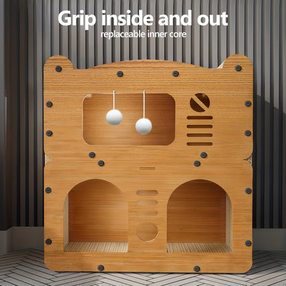 Double- or Three-Level Cat Tree Condo with Wood-Look Panels, Doorway Cutouts and Scratch Liners