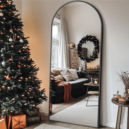 Full Length Mirror Floor Mirror Freestanding 58x18 Inch Arched Full Body Mirror Wall Mounted for Entryways, Bedrooms and Living Spaces