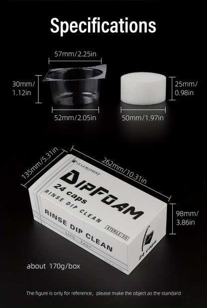 Tattoo Needle Dip Clean Cups 24pcs Foam Liner, Odorless Non-Electric Safe Cleaning for Cartridge & Traditional Needles